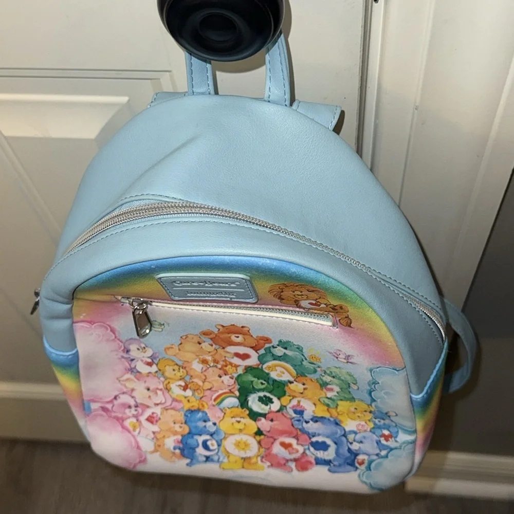 Loungefly faux leather whimsical Care Bears mini backpack purse